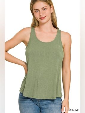 Zenana FLOWY HEM RAYON SLEEVELESS TANK TOP